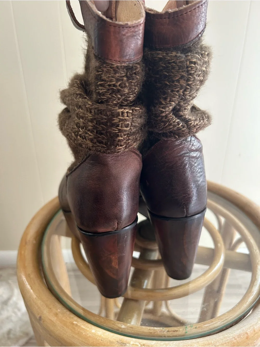 Wooden wedge booties